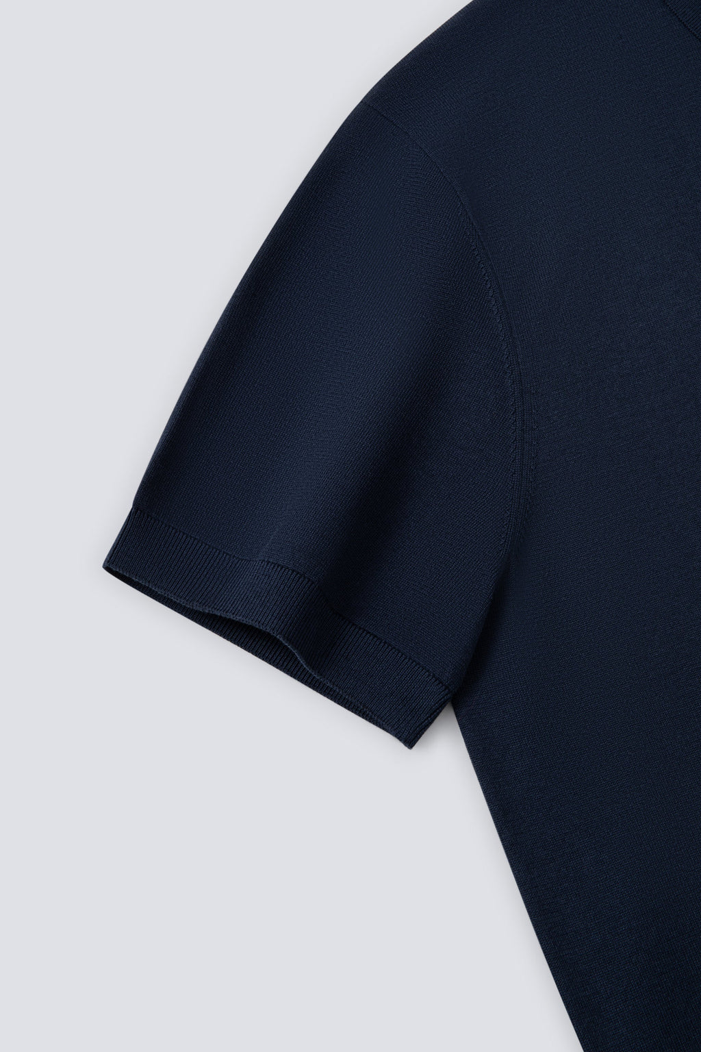 Polo en maille plate à trois boutons | Bleu Marine 14036N