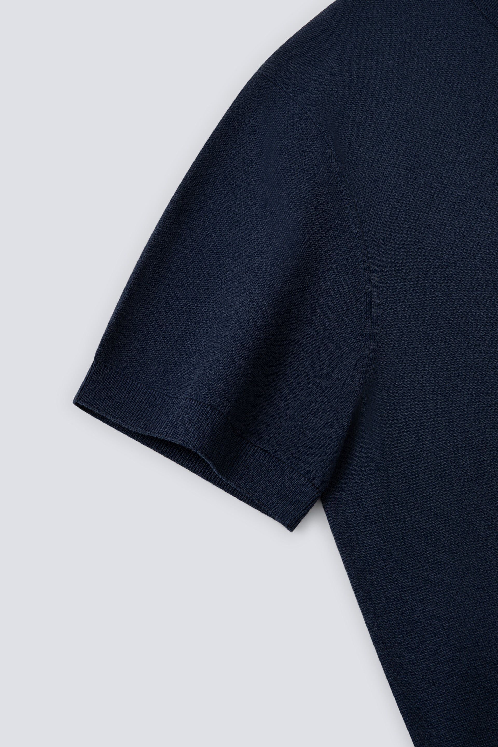 Polo en maille plate à trois boutons | Bleu Marine 14036N