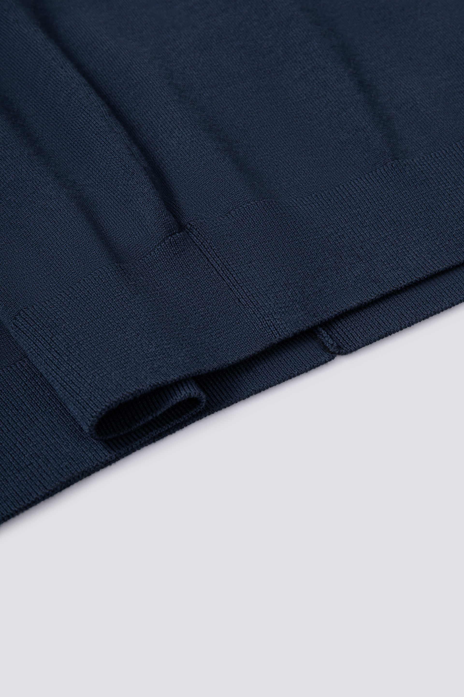 Polo en maille plate à trois boutons | Bleu Marine 14036N