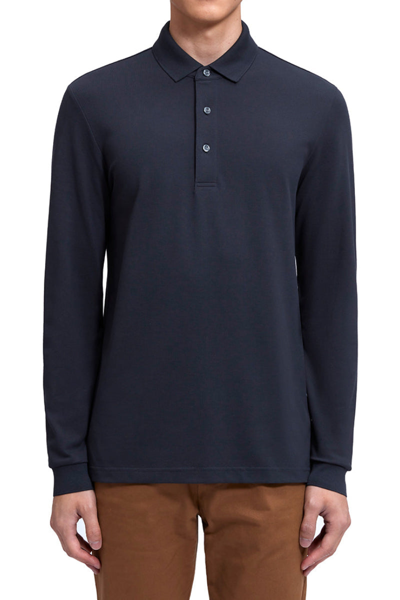 Polo piqué à manches longues | Anthracite GYE164