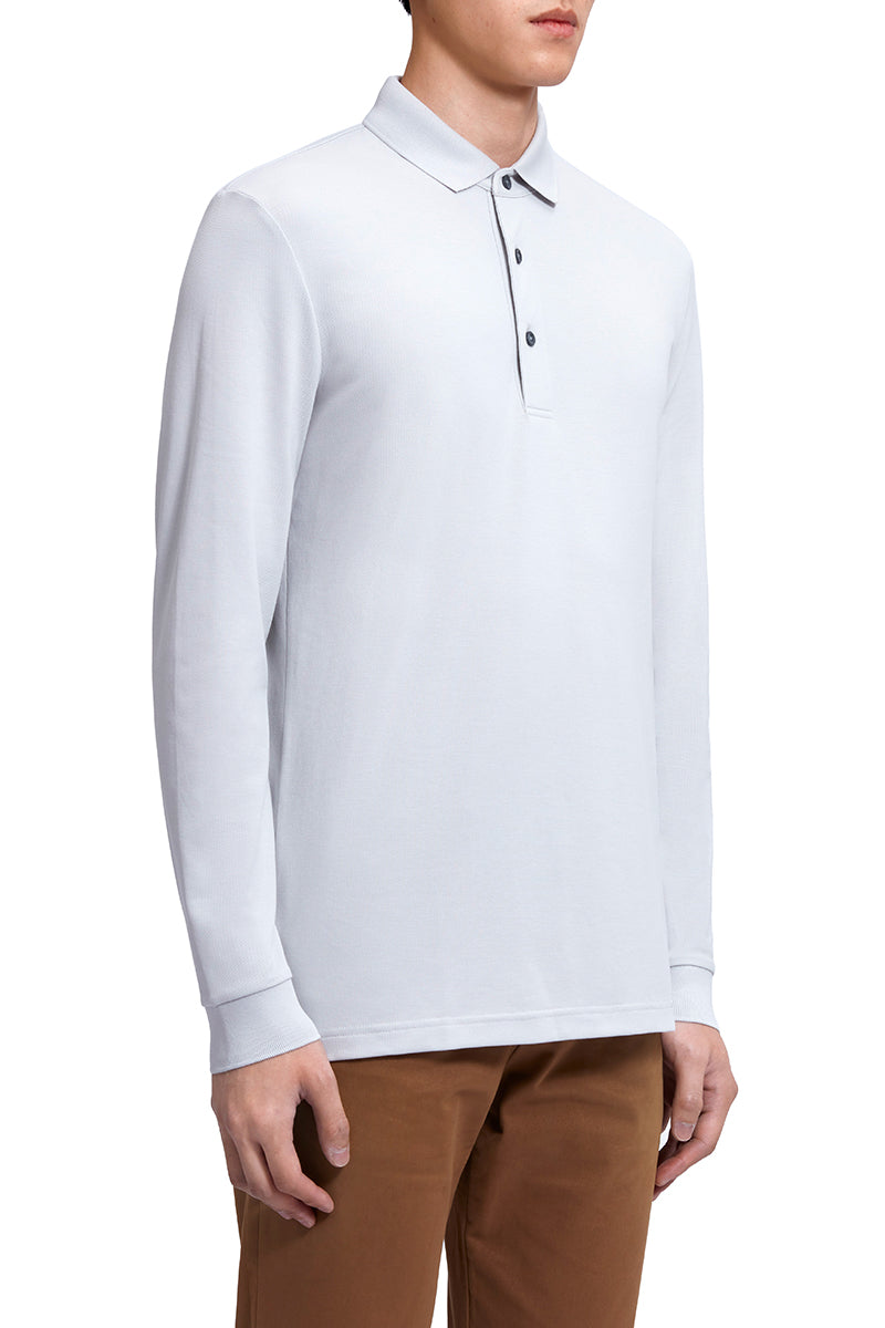 Polo piqué manches longues | Gris clair GYE008