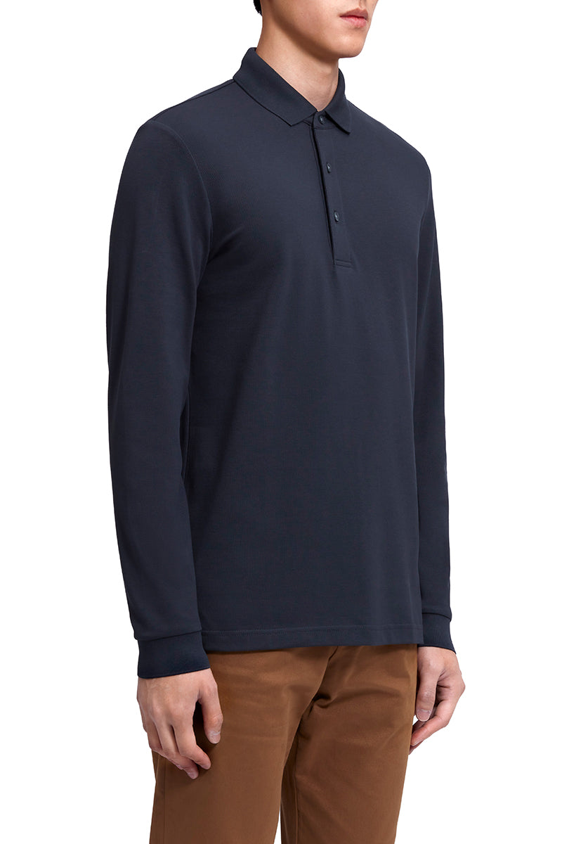 Polo piqué à manches longues | Anthracite GYE164