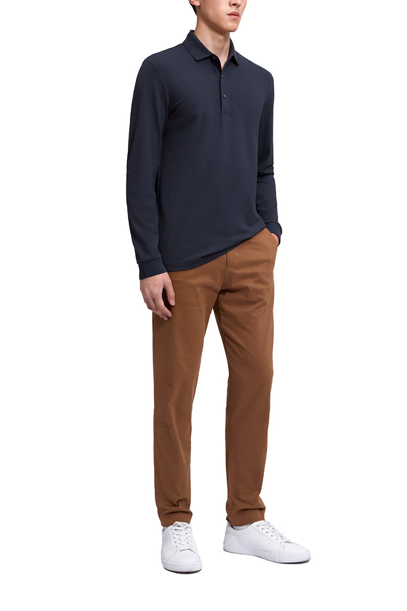 Polo piqué à manches longues | Anthracite GYE164