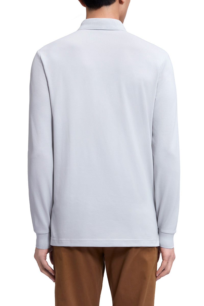 Polo piqué manches longues | Gris clair GYE008