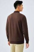 Polo Jacquard Manches Longues – Marron