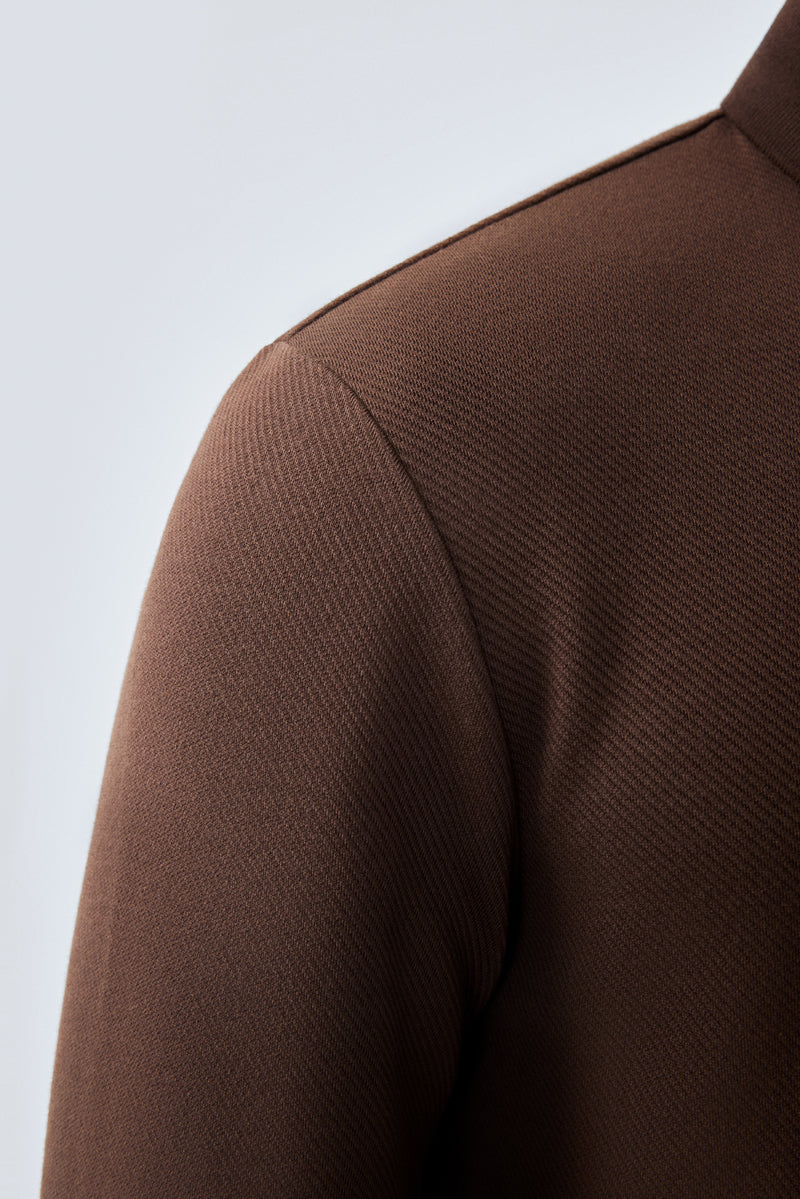 Polo à manches longues jacquard | Marron BRE054