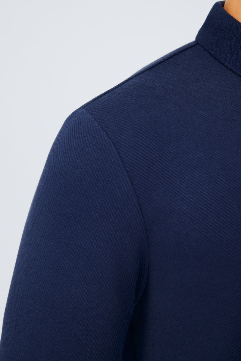 Polo Jacquard à Manches Longues | Bleu Marine NNY096