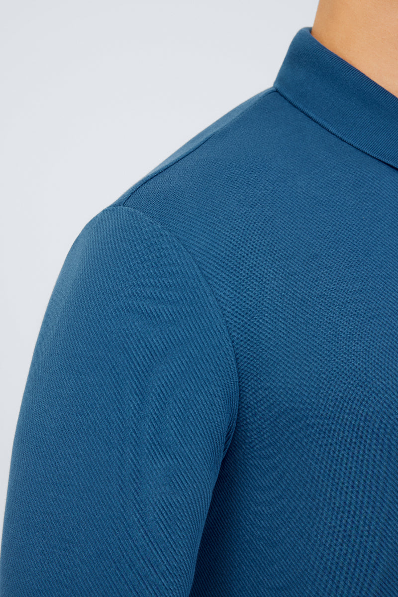 Polo jacquard à manches longues | Bleu sarcelle PT4126