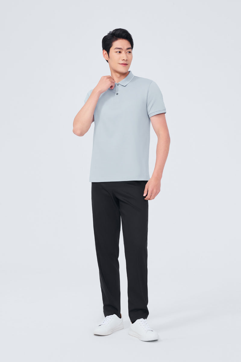 Polo piqué ultra-doux à pointes | Bleu gris BLE251