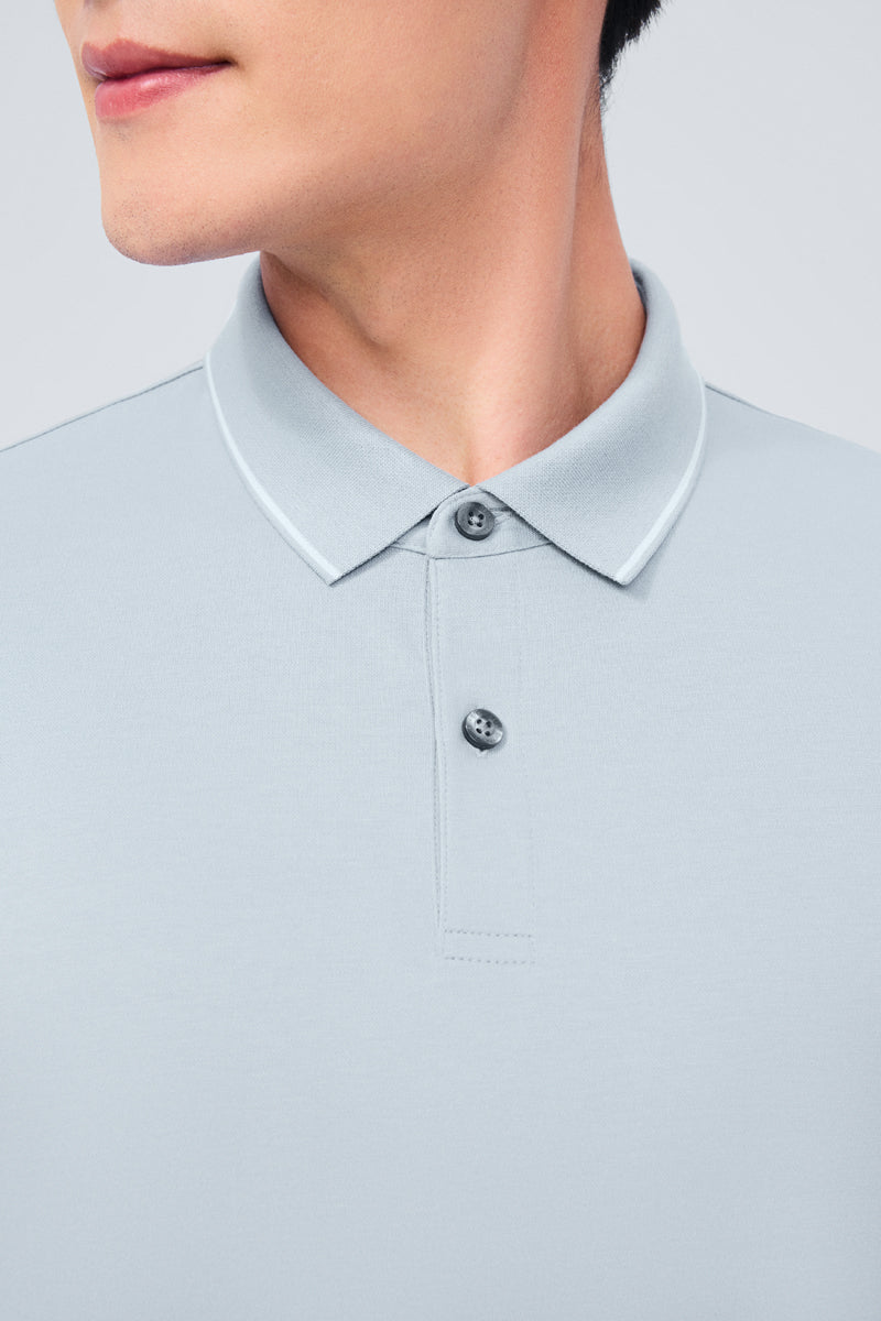 Polo piqué ultra-doux à pointes | Bleu gris BLE251