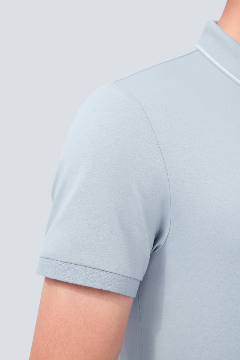 Polo piqué ultra-doux à pointes | Bleu gris BLE251