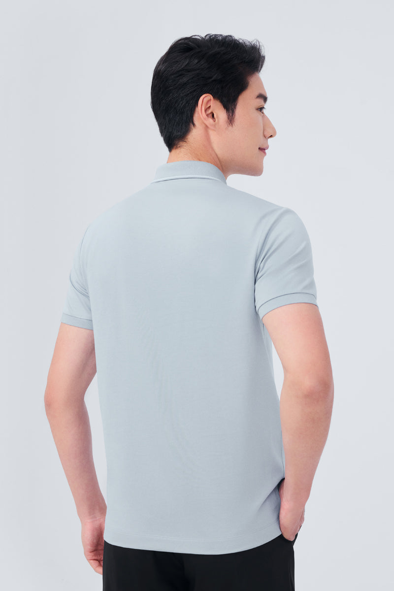 Polo piqué ultra-doux à pointes | Bleu gris BLE251