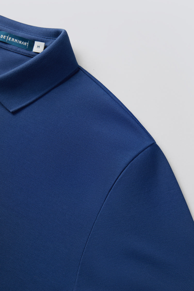 Polo piqué à manches longues | Bleu NYE073
