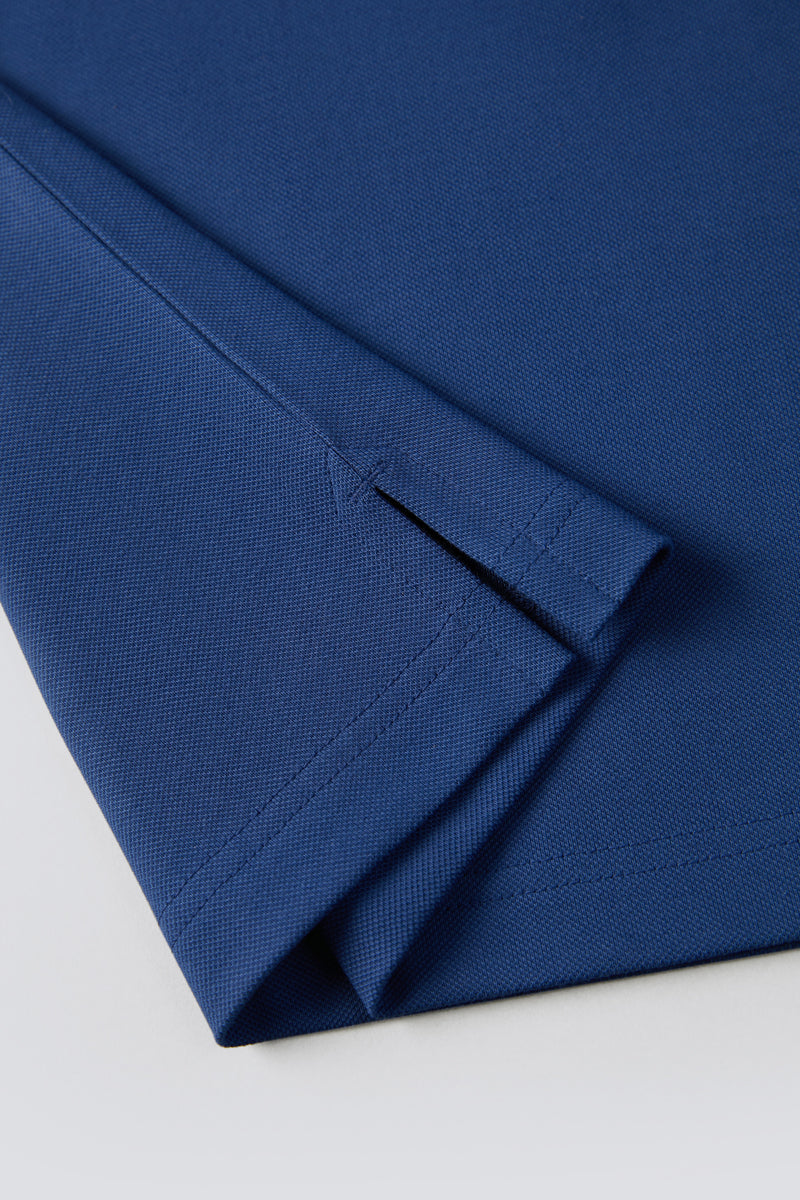 Polo piqué à manches longues | Bleu NYE073