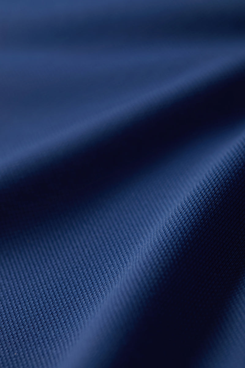 Polo piqué à manches longues | Bleu NYE073