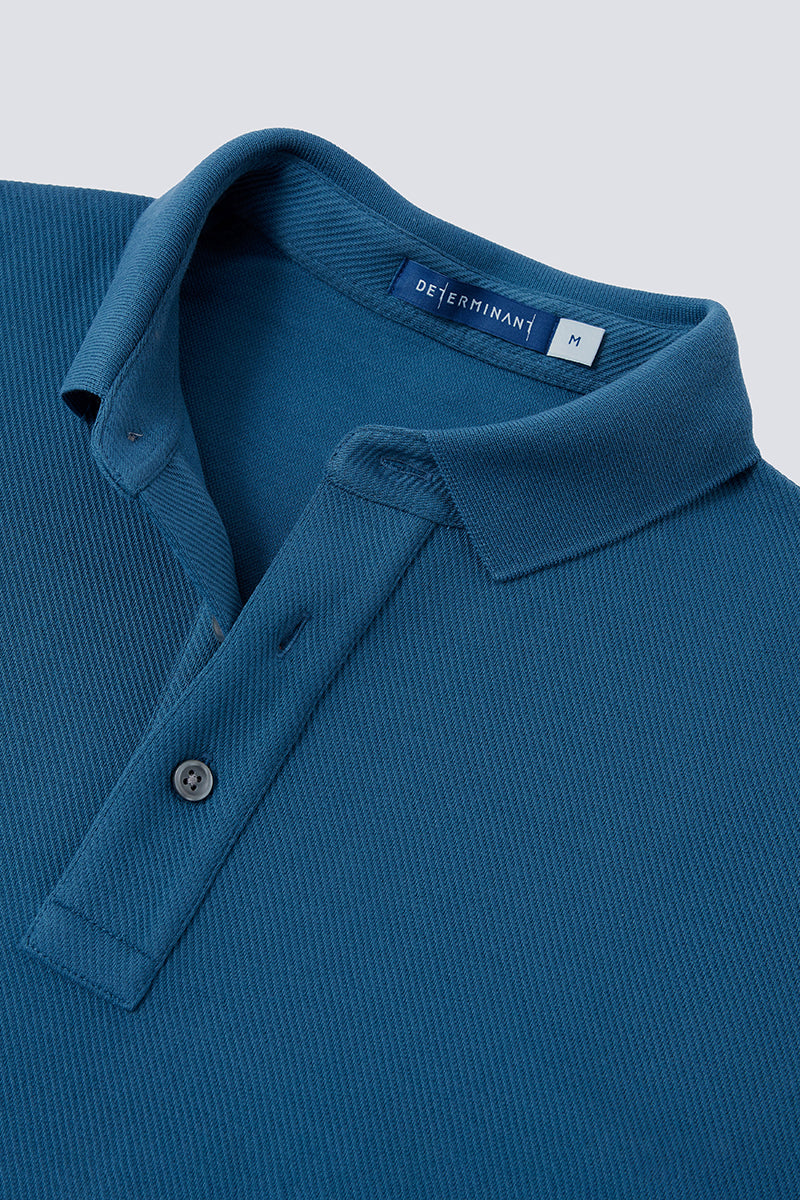 Polo jacquard à manches longues | Bleu sarcelle PT4126