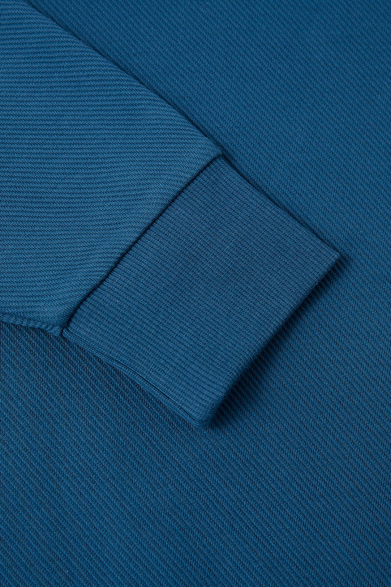 Polo jacquard à manches longues | Bleu sarcelle PT4126