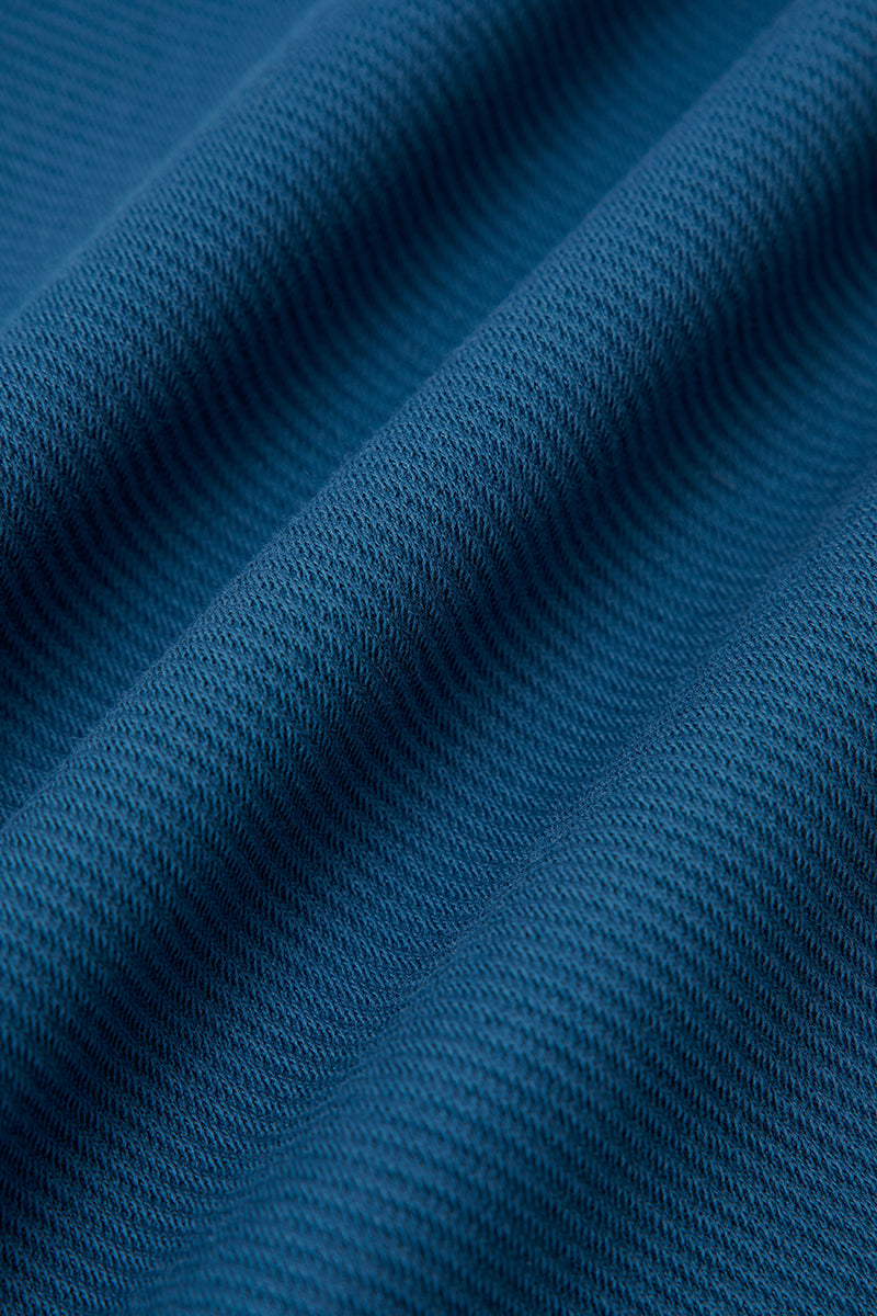 Polo jacquard à manches longues | Bleu sarcelle PT4126