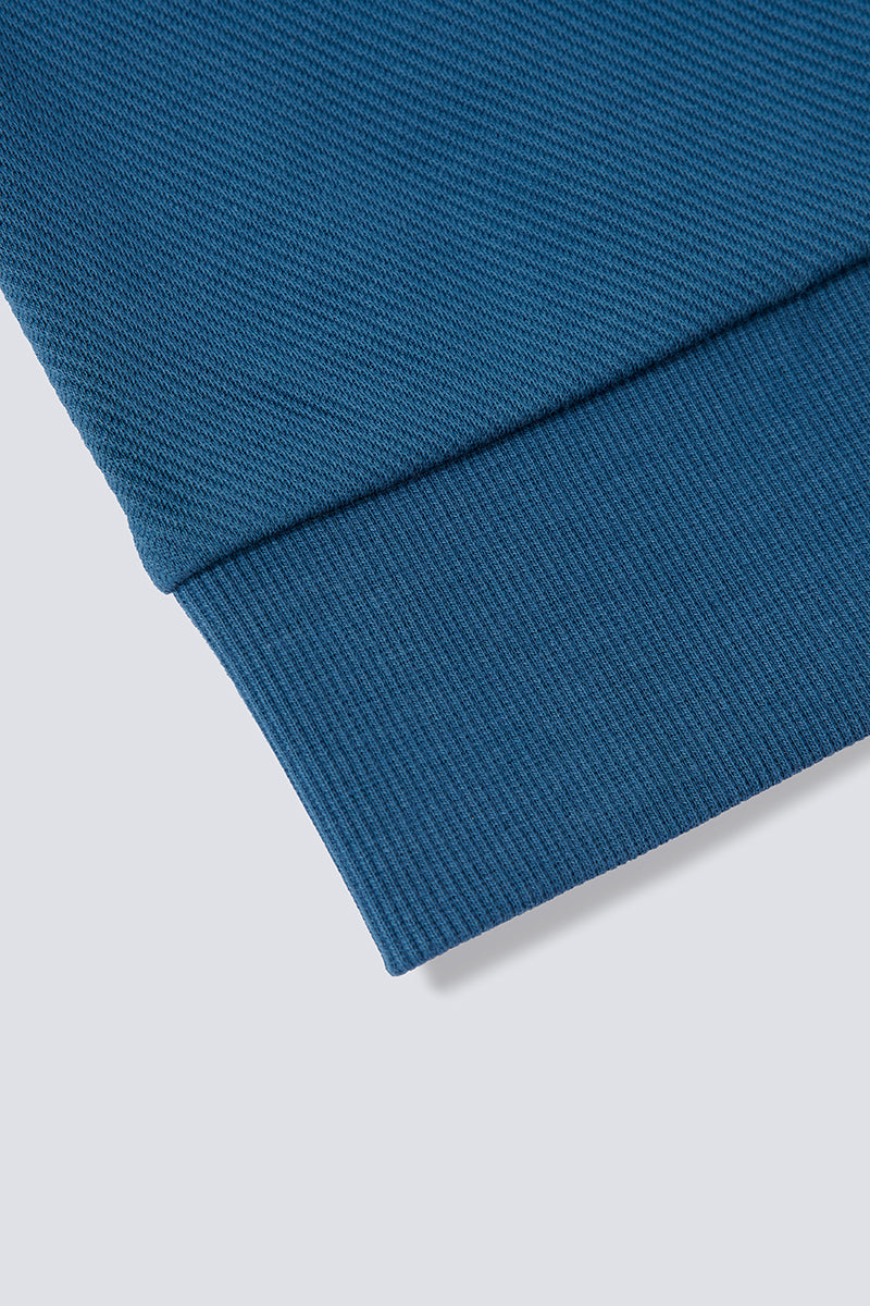 Polo jacquard à manches longues | Bleu sarcelle PT4126