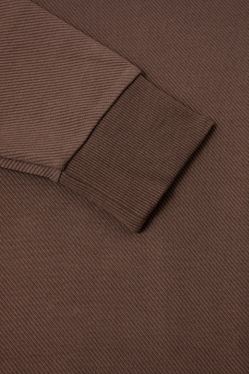 Polo à manches longues jacquard | Marron BRE054
