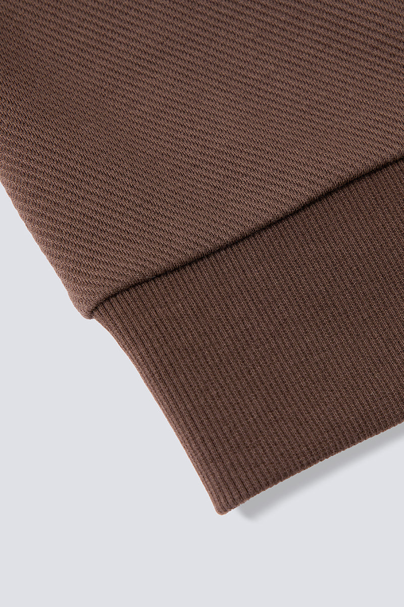 Polo à manches longues jacquard | Marron BRE054