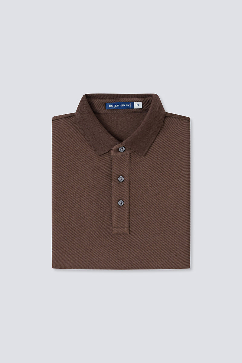 Polo à manches longues jacquard | Marron BRE054