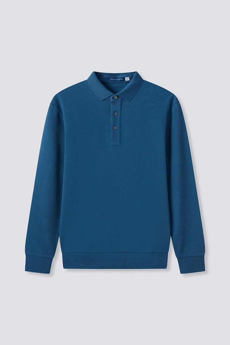 Polo jacquard à manches longues | Bleu sarcelle PT4126