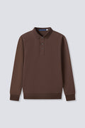 Polo à manches longues jacquard | Marron BRE054
