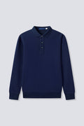 Polo Jacquard à Manches Longues | Bleu Marine NNY096