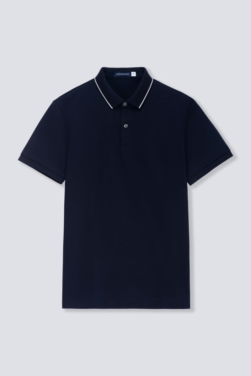 Polo en piqué ultra-doux avec liseré | Bleu marine NNY096