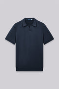 Polo en maille plate sans boutonnage | Bleu marine 14036N