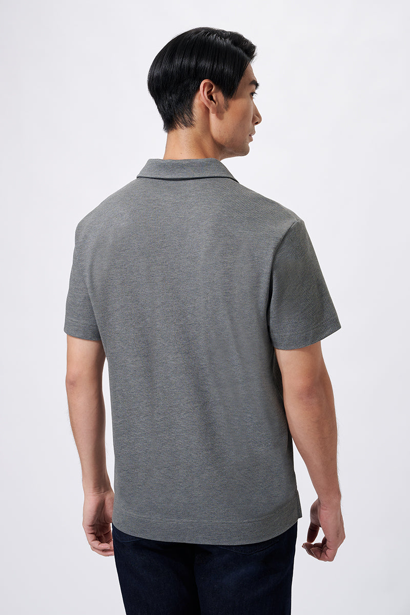 Polo sans boutons en piqué | Gris foncé EBCG30
