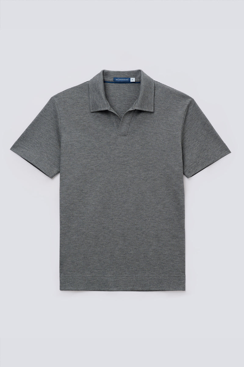 Polo sans boutons en piqué | Gris foncé EBCG30