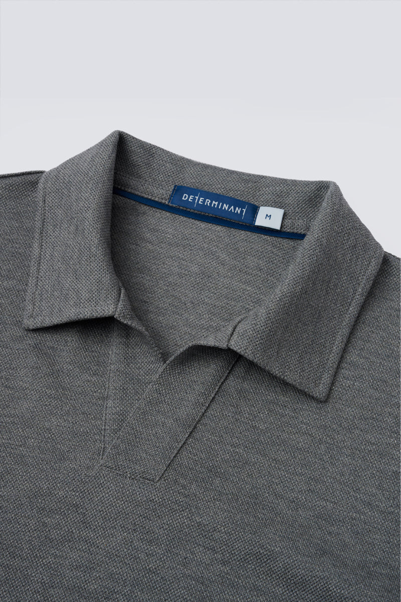 Polo sans boutons en piqué | Gris foncé EBCG30