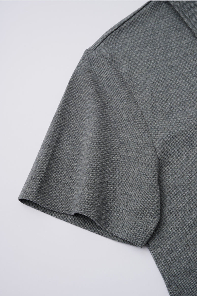 Polo sans boutons en piqué | Gris foncé EBCG30