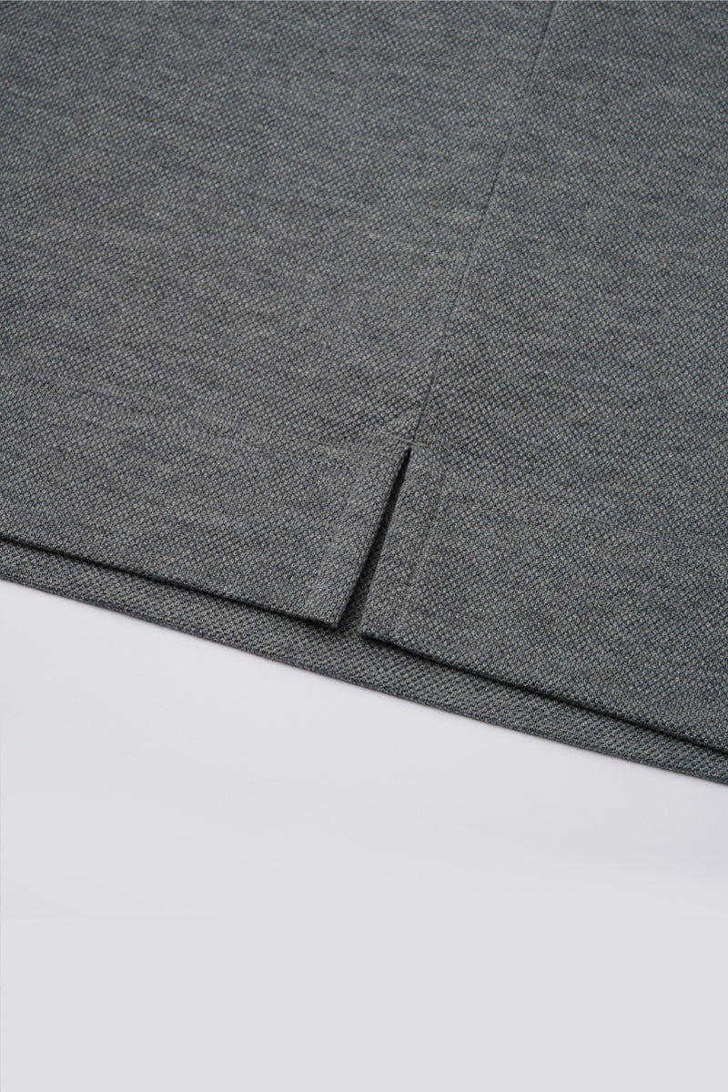 Polo sans boutons en piqué | Gris foncé EBCG30