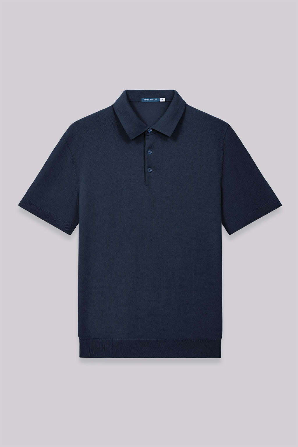Polo en maille plate à trois boutons | Bleu Marine 14036N