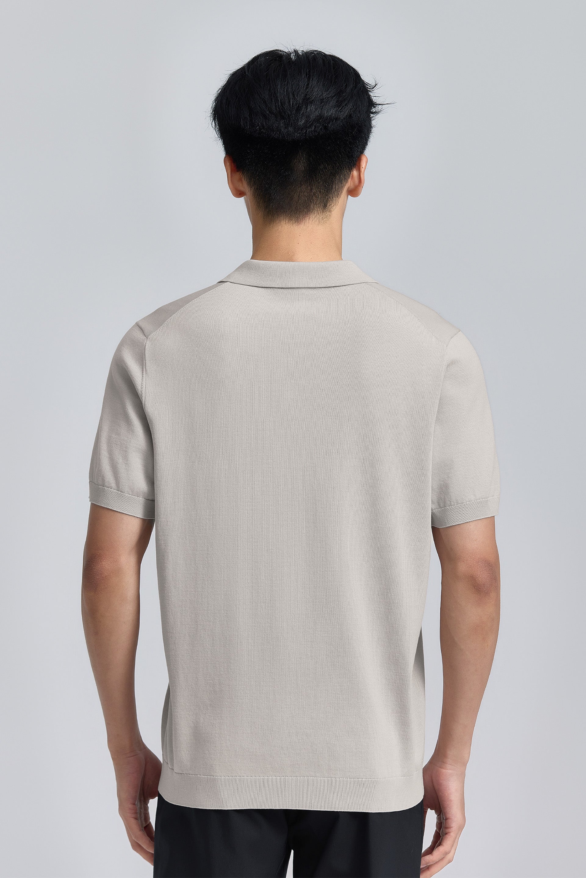 Polo en maille plate sans boutons | Gris argenté PT1400