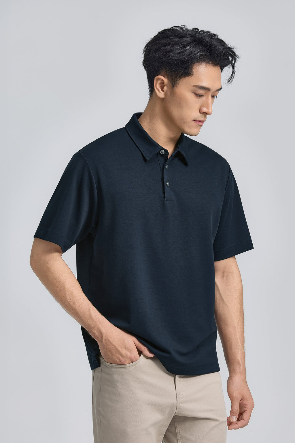 Polo en maille double face | Marine 14036N