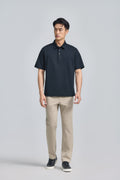 Polo en maille double-face – Marine
