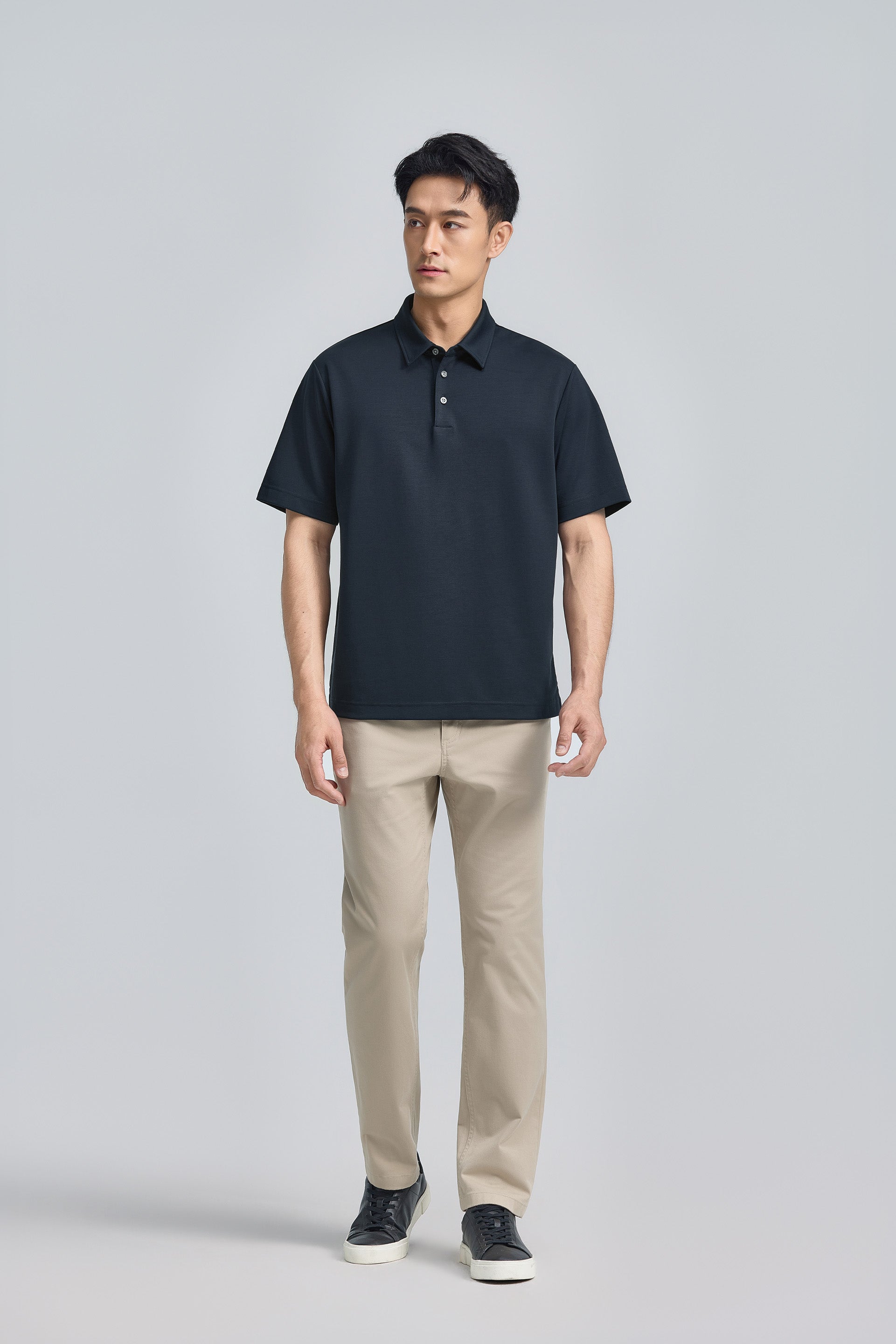 Polo en maille double face | Marine 14036N