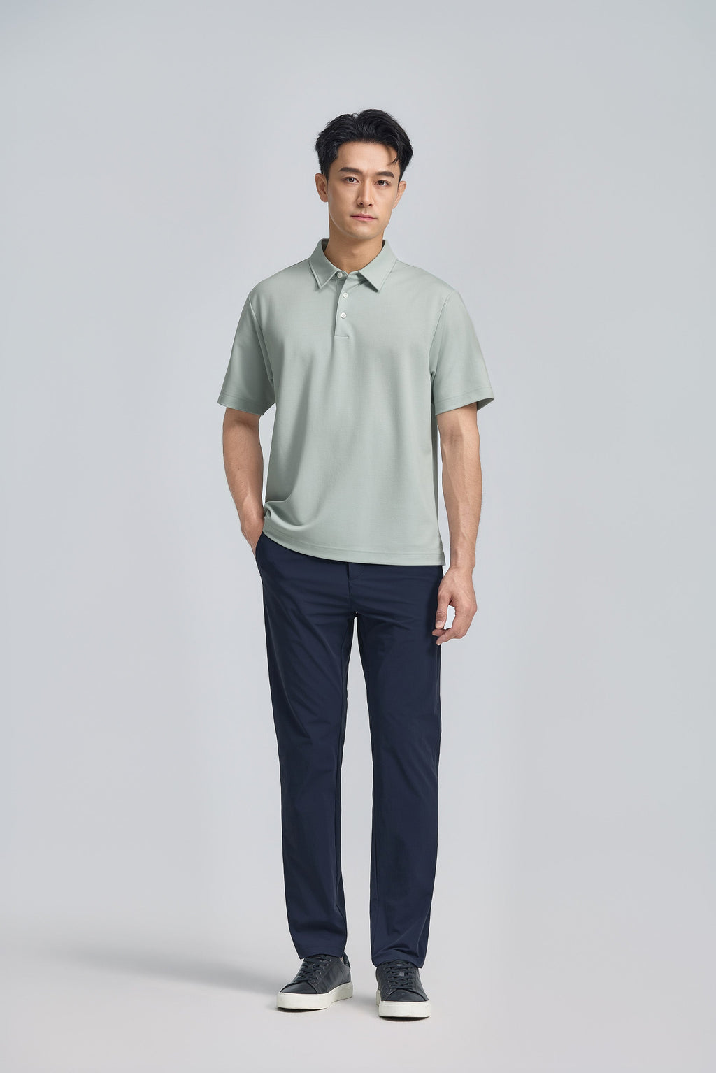 Polo en maille double-face | Gris ciel PT4504