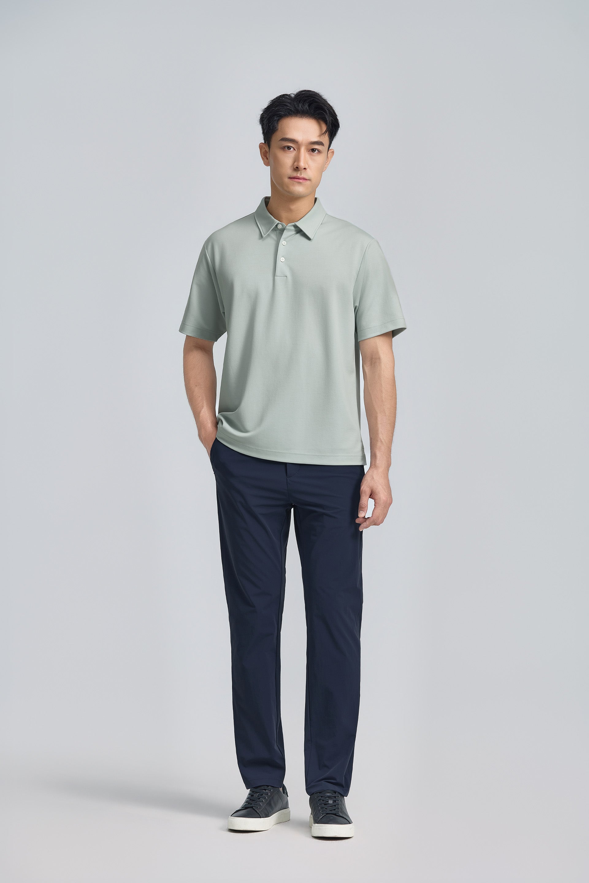 Polo en maille double-face | Gris ciel PT4504