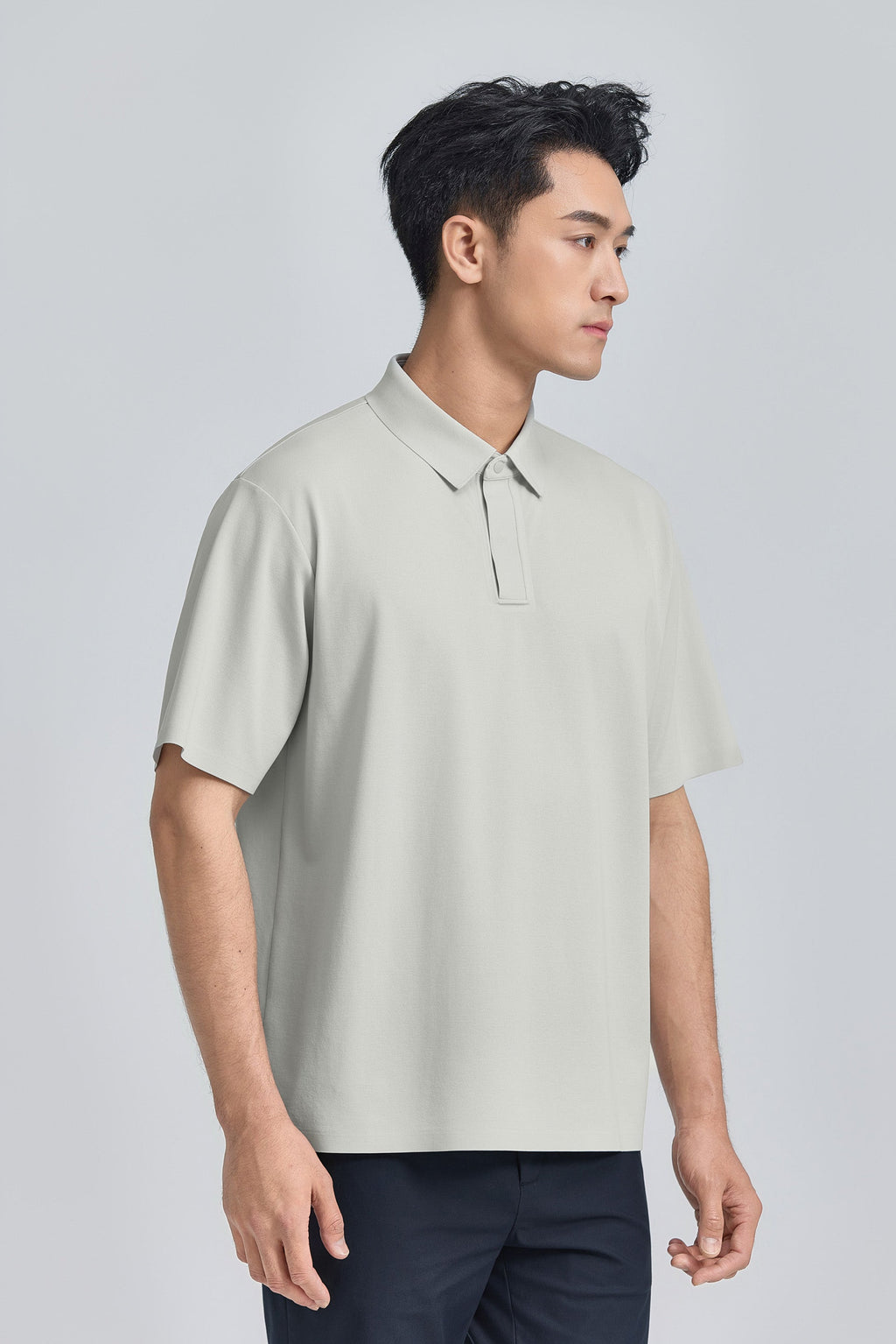 Polo piqué raffiné à patte de boutonnage cachée | Gris GYE128