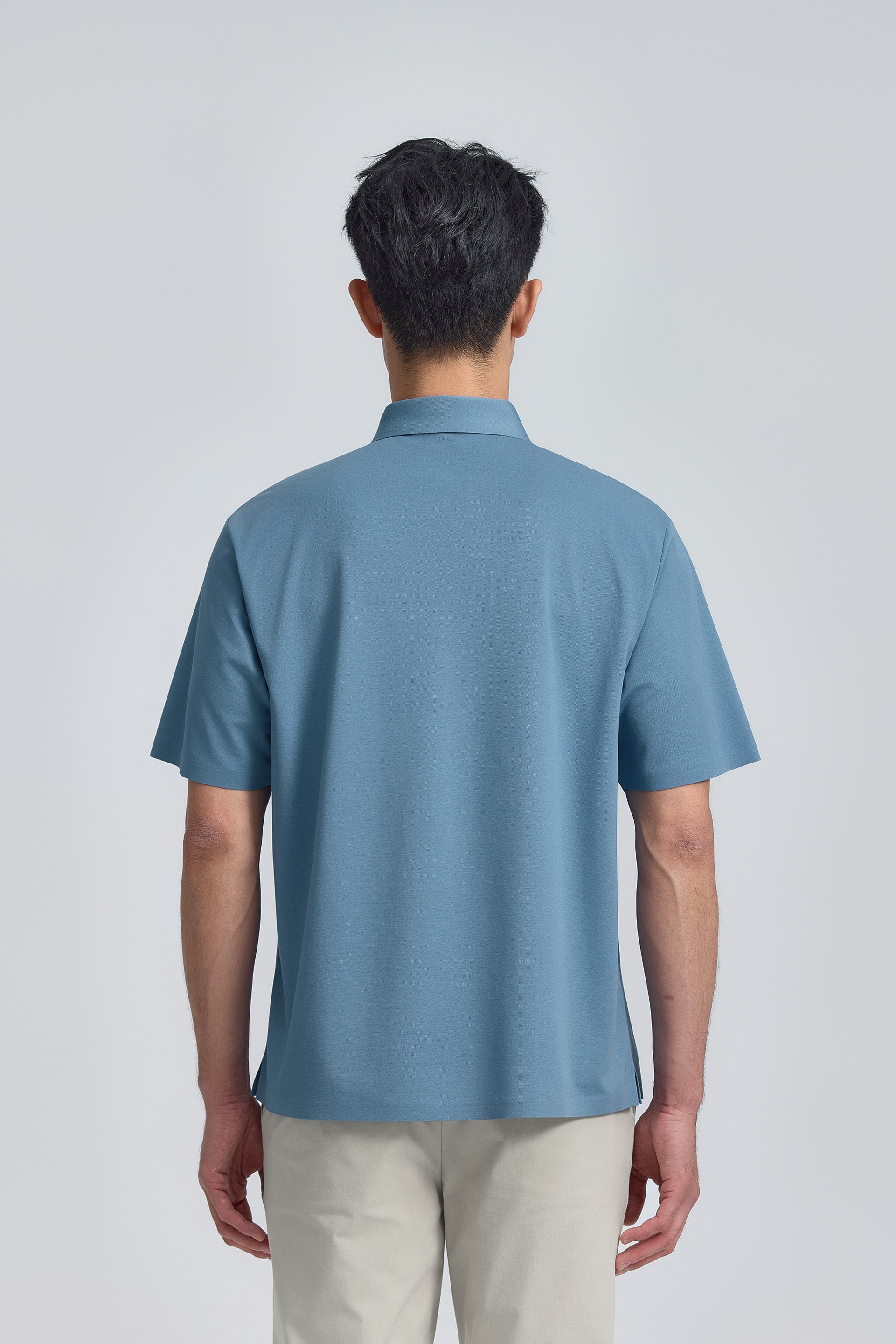 Polo piqué avec patte de boutonnage dissimulée | Bleu mystique BLE128