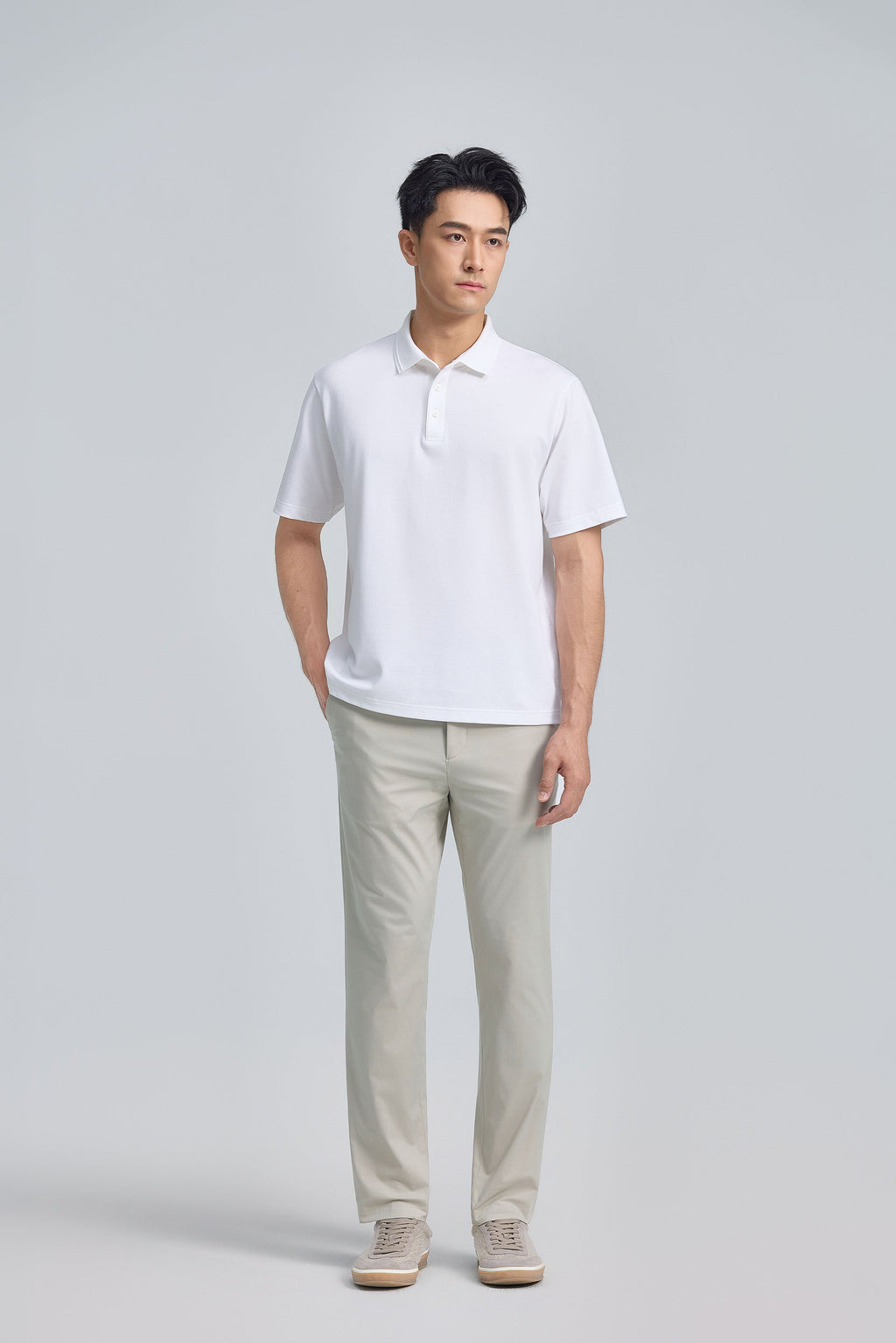 Polo en piqué avec liseré contrastant | Blanc WH001Z