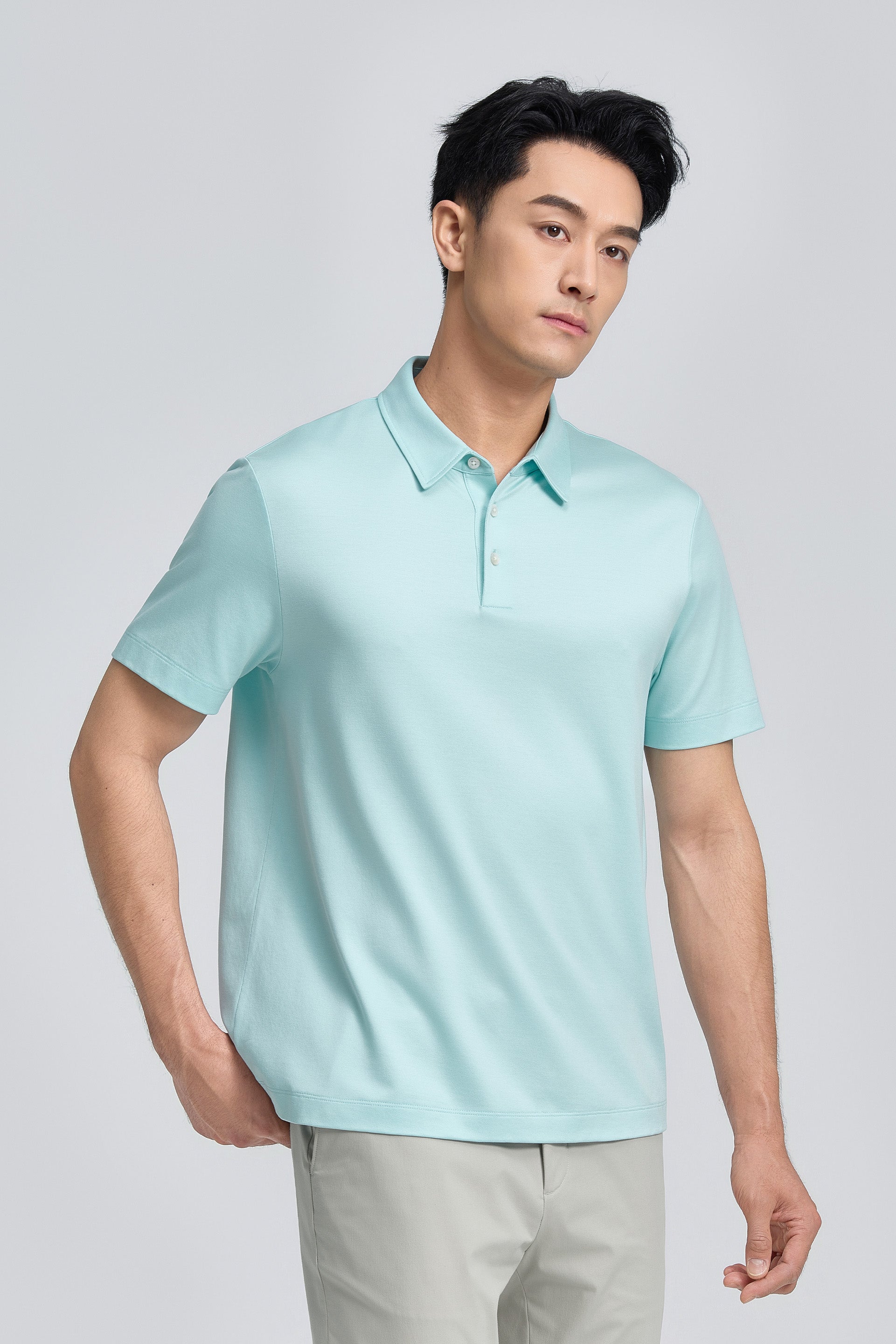 Polo en jacquard coton-soie | Aqua Glacé PT5410