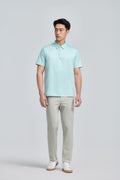 Polo Jacquard Coton-Soie – Aqua Givré