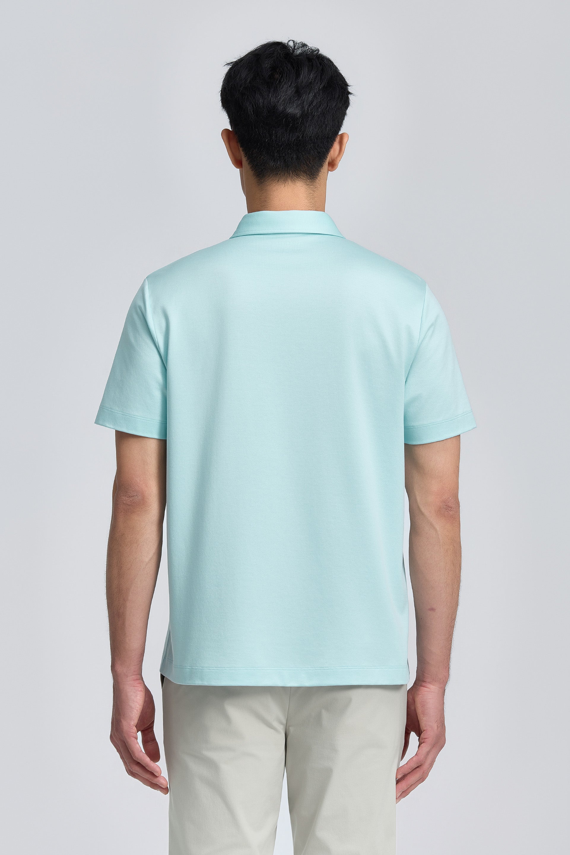 Polo en jacquard coton-soie | Aqua Glacé PT5410