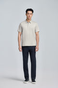 Polo Jacquard Coton-Soie – Gris Argent